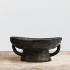 Creative Co-Op Stoneware Footed Pedestal Bowl with Handles, Reactive Glaze, Black - Image 6