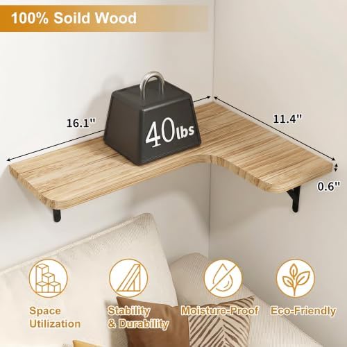 Fixwal Conner Shelves Wall Mounted for Decor, Carbonized Black 5pcs - Image 2
