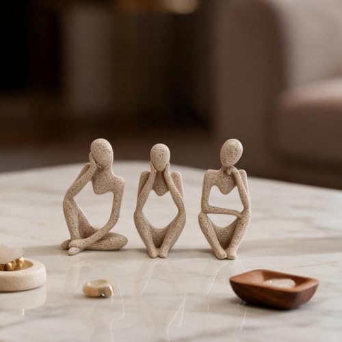 BrownLove 3pcs Human Body Abstract Art Decoration, Modern Imitation Stone Art Resin Statue - Image 3