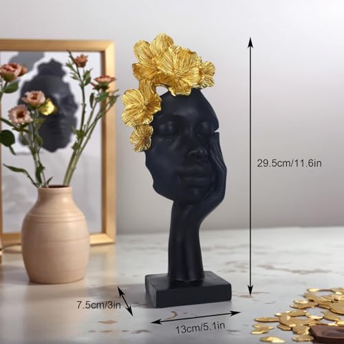 African Women Statues 12'' African Lady Art Bust Figurines - Image 2