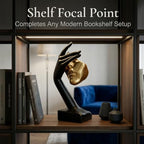 See No Evil Gold Resin Bust Sculpture, Abstract Shelf Decor - Image 4