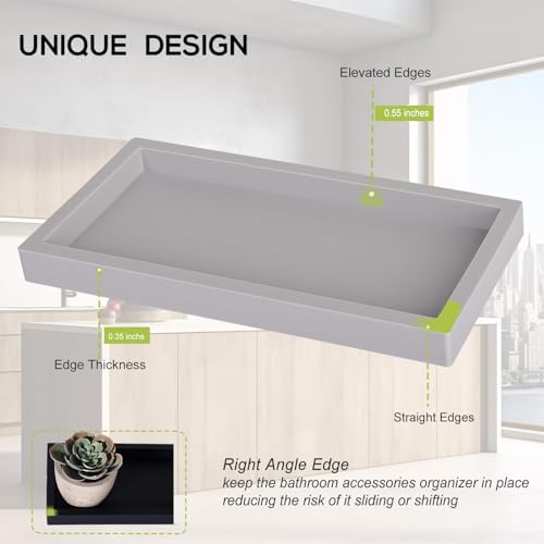 Silicone Bathroom Vanity Tray Dish Soap Holder Sink Organizer, Light Grey - Image 4