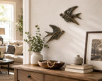 AMOIENSIS 4.75 Inch Vintage Swallow Bird Wall Sculpture Set of 2 - Image 5