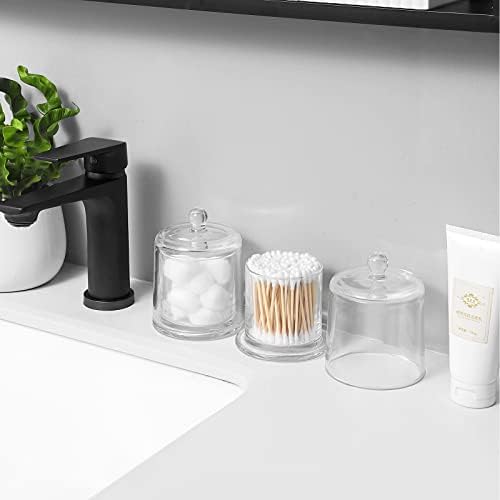 Qtip Holder Apothecary Jars with Lid, 2 Pack Thick Glass, Clear - Image 3