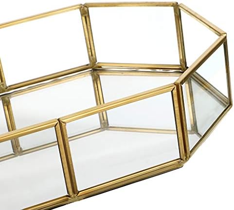 Hipiwe Mirror Glass Vanity Tray - Gold Ornate Makeup Organizer Perfume Tray - Image 4