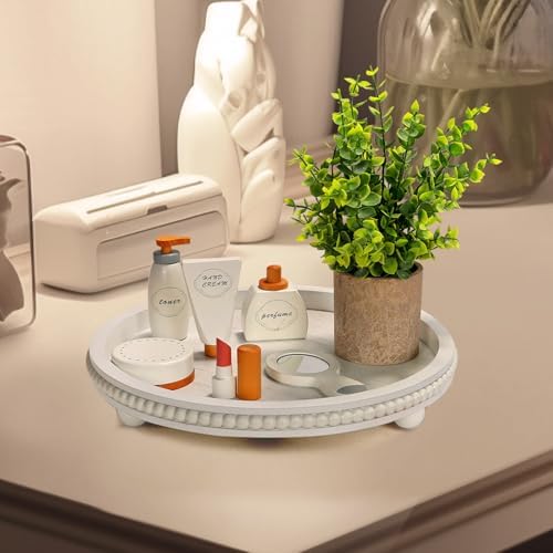 Wooden Farmhouse Rustic Beaded Decor Tray for Home Office Coffee Bar - Image 5