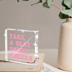Take a Seat Sweet Cheeks Pink Acrylic Wall Decal, 4x4 Inch Fun Bathroom Decor, Quirky Desk Sign, Retro Humor Print for Girls Bedroom, Dorm and Gag Gift - Image 4