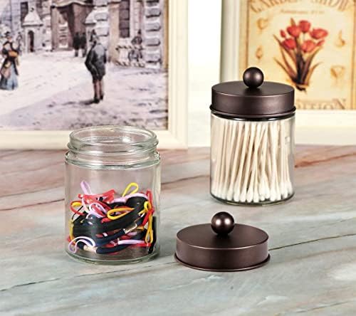 Amolliar Apothecary Jar Bathroom Storage Qtip Holder Glass, Bronze 2Pack - Image 6