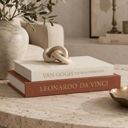 Aesthetic Decorative Books - Set of 2 Linen Boxes with Gold Lettering, Enhance Your Coffee Table, Bookshelf or Mantle Decor - Fake/Faux Books for Home Decoration, Photo & Keepsake Storage - Image 4