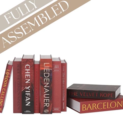 ORITZIO Red Faux Books Set of 9 - Hidden Storage Fake Books for Coffee Table Decor, Home Staging, Interior Design & Fashion Books - Image 2