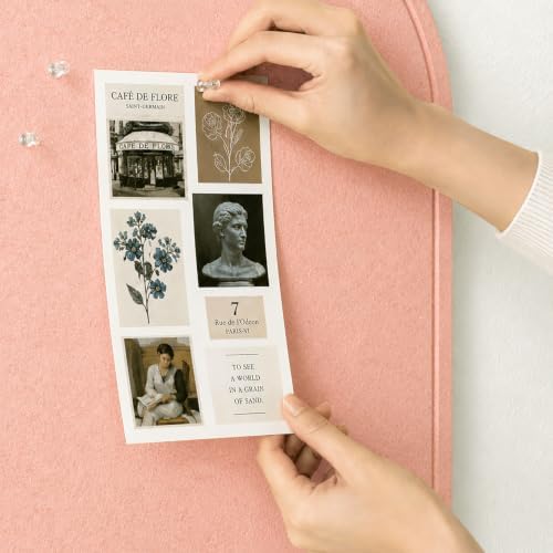 Large Arched Felt Bulletin Board, Sized 36" x 24" for Office & Wall Decor – 6 Customizable Adhesive Tiles with Pins are Perfect to Display Your Photos (Pink-B) - Image 5