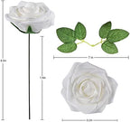Artificial Flower Foam Rose 25pcs Real Looking Fake Rose with Stems Leaves for Home Decoration Party Garden Centerpieces DIY Wedding Bouquets（White） - Image 2