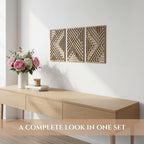 qmmp Modern Wooden Wall Sculptures - Set of 3 - Home Decor Accent - Large Wall Art for Living Room, Bedroom, Office - Easy Installation (Oak, Medium - Direction) - Image 2