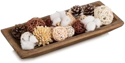 Hanobe Wood Decorative Dough Bowl for Coffee Table Decor, 14" Rustic Brown by Hanobe