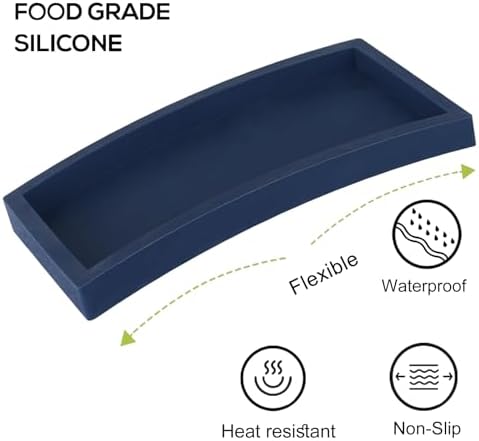 Silicone Bathroom Vanity Tray Dish Soap Holder Sink Organizer, Dark Blue - Image 4