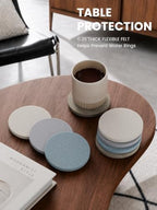 Fluxynara Felt Coasters with Holder, Set of 8 for Drinks, Coastal - Image 3