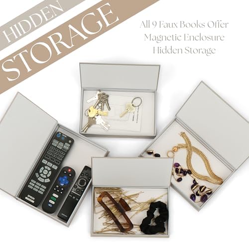 ORITZIO Yellow Faux Books Set of 9 - Hidden Storage Decorative Fake Books for Coffee Table, Home Staging, Interior Design & Fashion Accents & Beach House Accessories - Image 3