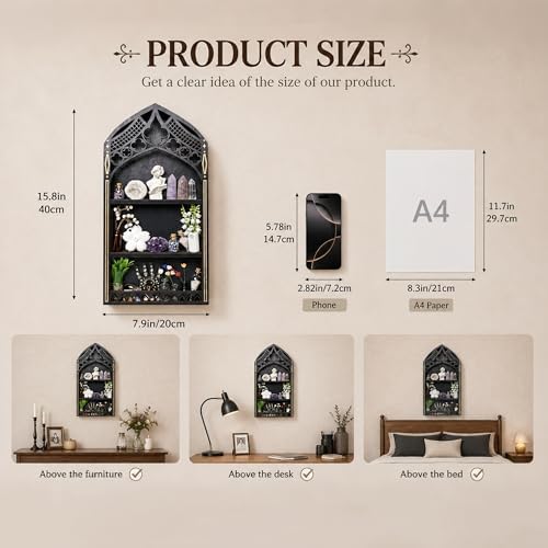 Trinket Shelf, Gothic Decor for Wall, Goth Room Decor, Crystal Display - Image 3