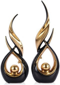2 PCS Black Gold Ceramic Statues For Home Decor Accents, Modern Abstract Art Sculptures, Elegant Tabletop Decorative Objects For Dining Room, Entryway, Tv Stand, Mantel, Coffee Table Centerpieces by LINYTHER