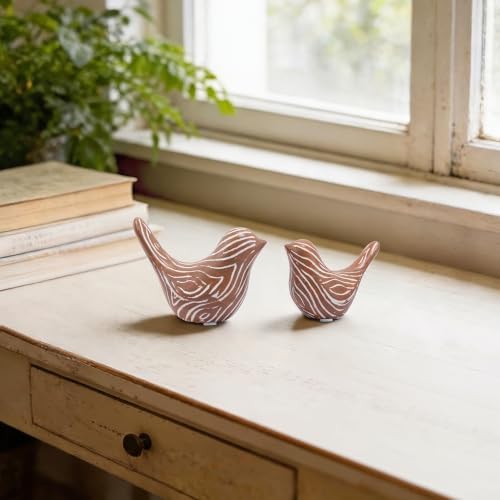 Small Ceramic Birds Statues for Home Decor, Boho Style, Terracotta, 2PCS - Image 6