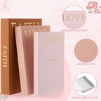3 Set Linen Decorative Books with Beaded Garland, Classic, Dark Pink - Image 3