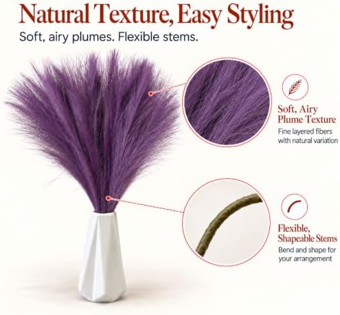 Mandy's 20 Stems Purple Silk Pampas Grass Bouquet - Image 4