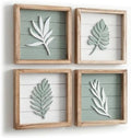 Tide and Tales 3d Sage Green Framed Wall Art, Set of 4, Bathroom Decor by TideandTales