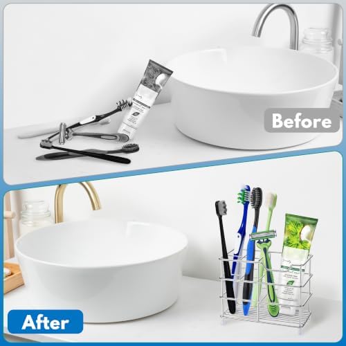 Toothbrush Holders for Bathrooms 304 Stainless Steel Quick Drying Silver - Image 5