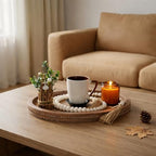 Relaxing Garden Oval Wood Decorative Tray, 16.1 x 11.8 in, Bead Garland - Image 6