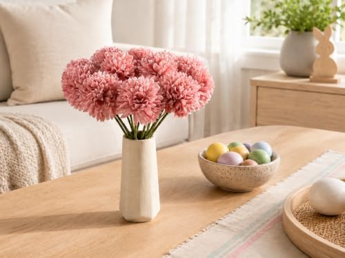 Mandy's 12pcs Artificial Dusty Pink Ball Chrysanthemum Flowers - Image 7