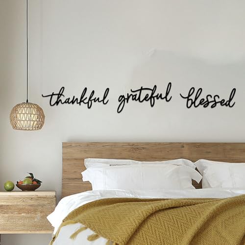 Thankful Grateful Blessed Letter Sign Metal Wall Decor, 3 Piece Black Letters Wall Art for Bathroom Bedroom Metal Words Wall Decor for Home Decor - Image 2