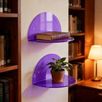 ROYALITA 2-Pack Small Acrylic Shelves Room Decor Floating Shelves, Purple - Image 2