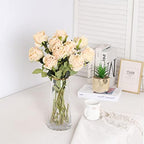 10pcs Champagne Roses Artificial Flowers, Realistic Faux Rose with Stem - Image 6