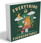 Inspirational Office Desk Decor Everything Is Figureoutable Sign Motivational Gifts For Women Kids - Mental Health Decor Funny Cat Coffee Desk Art Calming Corner Decorations For Classroom by Woght