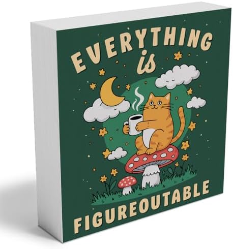 Inspirational Office Desk Decor Everything Is Figureoutable Sign Motivational Gifts For Women Kids - Mental Health Decor Funny Cat Coffee Desk Art Calming Corner Decorations For Classroom by Woght