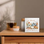 Hello Pumpkin Rustic Fall Thanksgiving Wood Box Sign Desk Decor 5X5 - Image 2