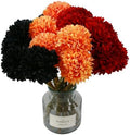 Tinsow Artificial Flowers Faux Ball Chrysanthemum Bouquet Flowers Bridal Wedding Bouquet for Home Garden Party Wedding Decoration (12, Black, Red, Orange) by Tinsow