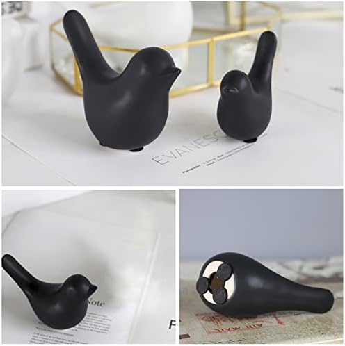 FANTESTICRYAN Small Birds Statues Home Decor, Modern Style, Black, S&L 2pcs - Image 5