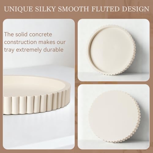 Decorative Tray for Coffee Table Decor - Resin Round Tray Stylish Coffee Table Centerpiece for Living Room Decor, Minimalist Vanity Organizer for Candles, Perfume, Bathroom & Home Styling - Image 3
