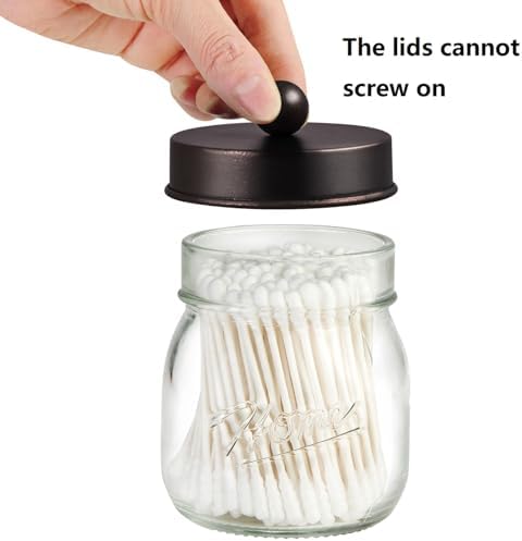 Amolliar Glass Mason Jar Bathroom Accessories Set 4 Pcs (Bronze) - Image 4