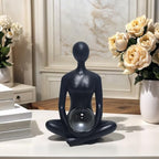 Yoga Girl Abstract Lady Woman Statue, Black, 7.9 inches Tall by FLJZCZM