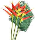 3 Pcs Orange Bird of Paradise Flowers Artificial &10 Pcs Areca Palm Leaves by Unknown