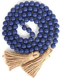 RAMIRABI 58in Wood Bead Garland, Farmhouse Rustic Country Decor, Navy Blue by RAMIRABI