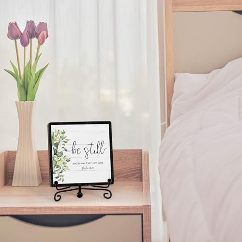 Home Decor, Farmhouse Be Still And Know That I Am God Shelf Decor For Living Room, Christian Gifts For Women Men, Entryway Tv Stand Fireplace Mantle Coffee Table Decoration (Still-12) - Image 3