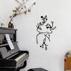 Photect 3 Pcs Metal Wall Art Minimalist Woman Line Decor, Plant, Black - Image 4