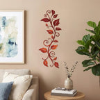 DUOOLN 2Pcs Metal Vine Branch Wall Decor, Flower Leave Art -Vintage Red - Image 7
