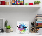Let Them Wooden Sign, Desk Decorations For Women Office, 5x5 Inch Colorful Splash Funny Office Decor Wood Box Sign, Desk Shelf Cubicle Accessories, Appreciation Gifts for Coworkers Boss, 01 - Image 3