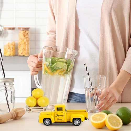 Lemon Truck Decor Vintage Metal Truck Tiered Tray Decor Lemon Party Decorations Summer Farmhouse Yellow Car with Mini Fake Lemons for Home Kitchen Tabletop Centerpiece Supplies - Image 5
