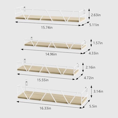 Floating Shelves Set of 4, Wood Wall Shelf, Farmhouse Shelf for Bedroom - Image 3
