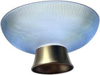 Round Glass Decorative Bowl (Blue), 9.8 Inches Handblown Striped Design Glass Bowl with Rust Resistant Metal Base,Decor Fruit Bowl for Home Decor,Table Centerpiece,Kitchen Island and Dining Decor - Image 3